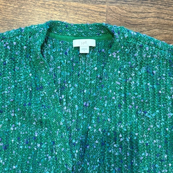 J. Jill Green Knit Multicolored Cardi Sweater - Picture 3 of 10
